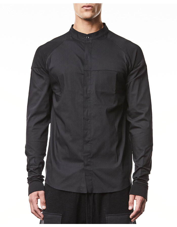 THOM KROM RIB CUFF MANDARIN SHIRT