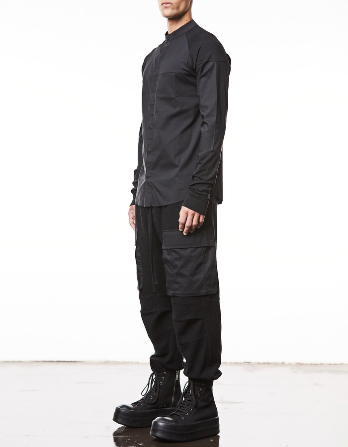 THOM KROM RIB CUFF MANDARIN SHIRT