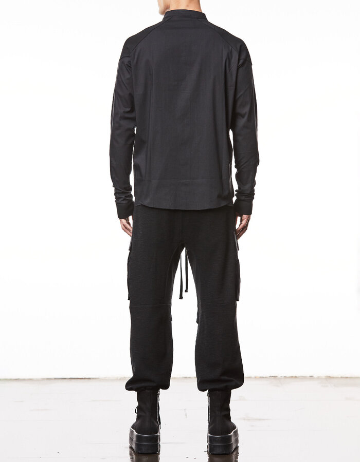 THOM KROM RIB CUFF MANDARIN SHIRT