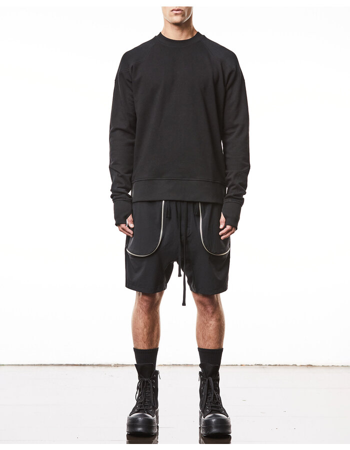 THOM KROM COTTON CREWNECK SWEATER WITH WAFFLE INSERT