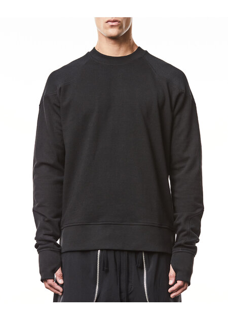 THOM KROM COTTON CREWNECK SWEATER WITH WAFFLE INSERT