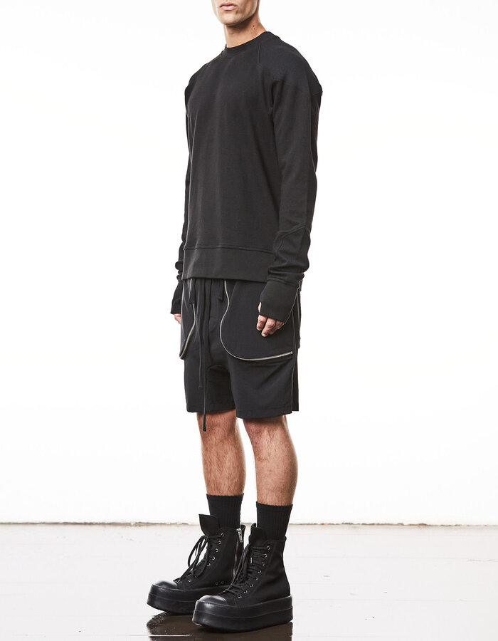 THOM KROM COTTON CREWNECK SWEATER WITH WAFFLE INSERT