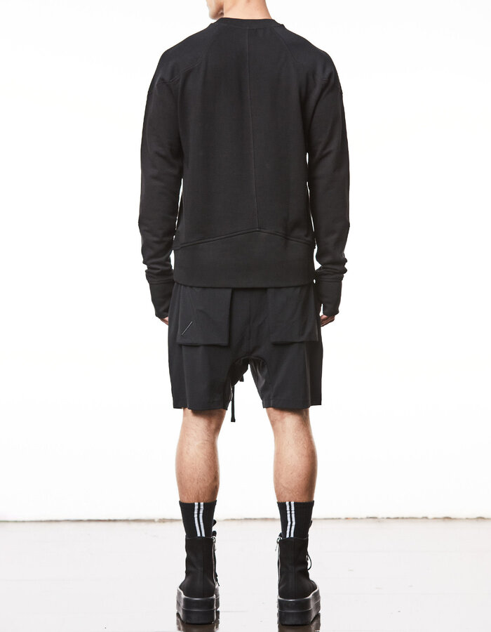 THOM KROM COTTON CREWNECK SWEATER WITH WAFFLE INSERT