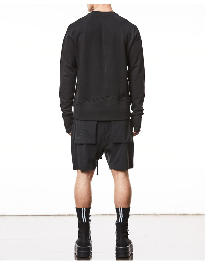 THOM KROM COTTON CREWNECK SWEATER WITH WAFFLE INSERT