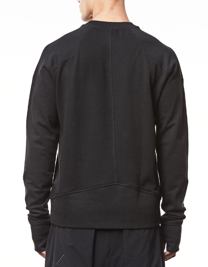 THOM KROM COTTON CREWNECK SWEATER WITH WAFFLE INSERT