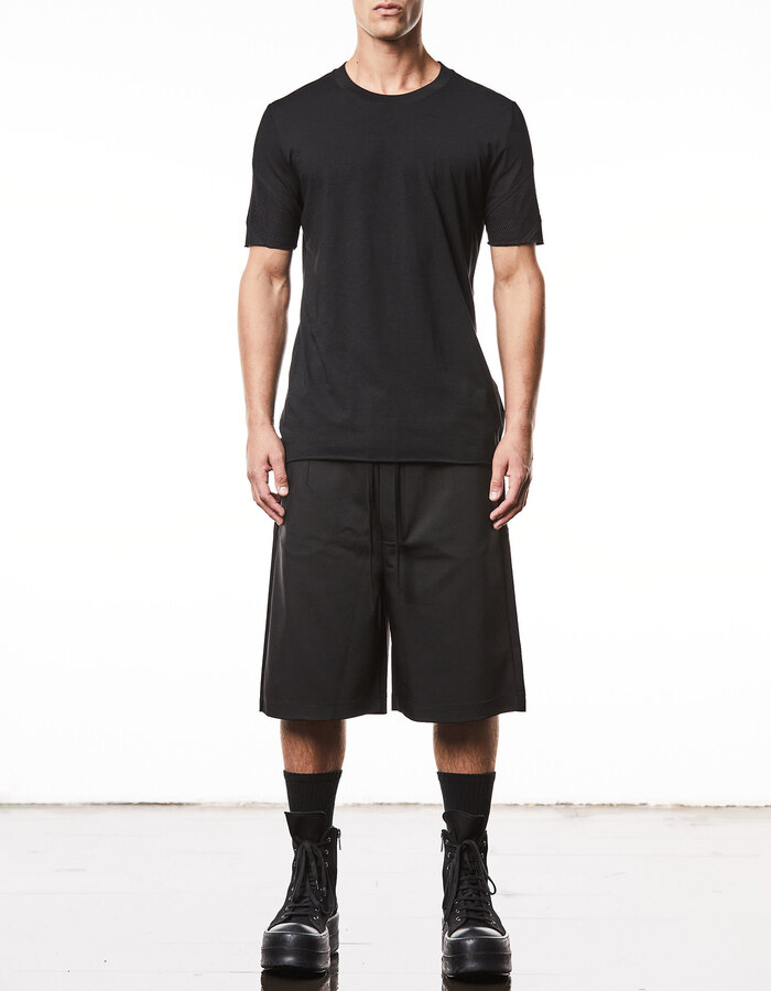 THOM KROM MESH INSERT FITTED COTTON T-SHIRT