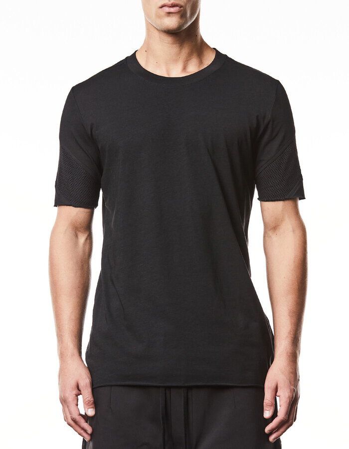 THOM KROM MESH INSERT FITTED COTTON T-SHIRT