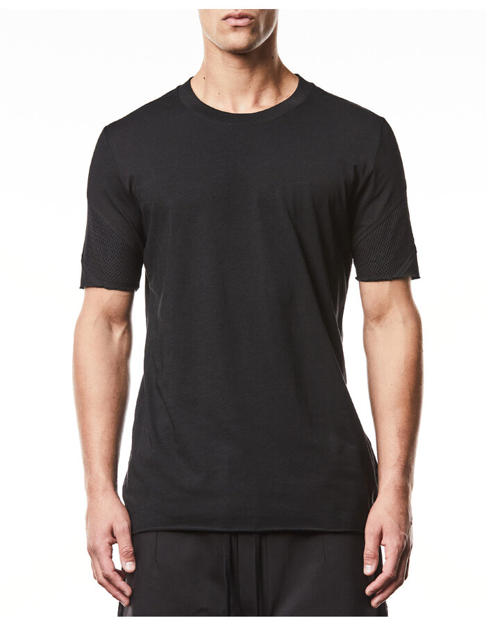 THOM KROM MESH INSERT FITTED COTTON T-SHIRT
