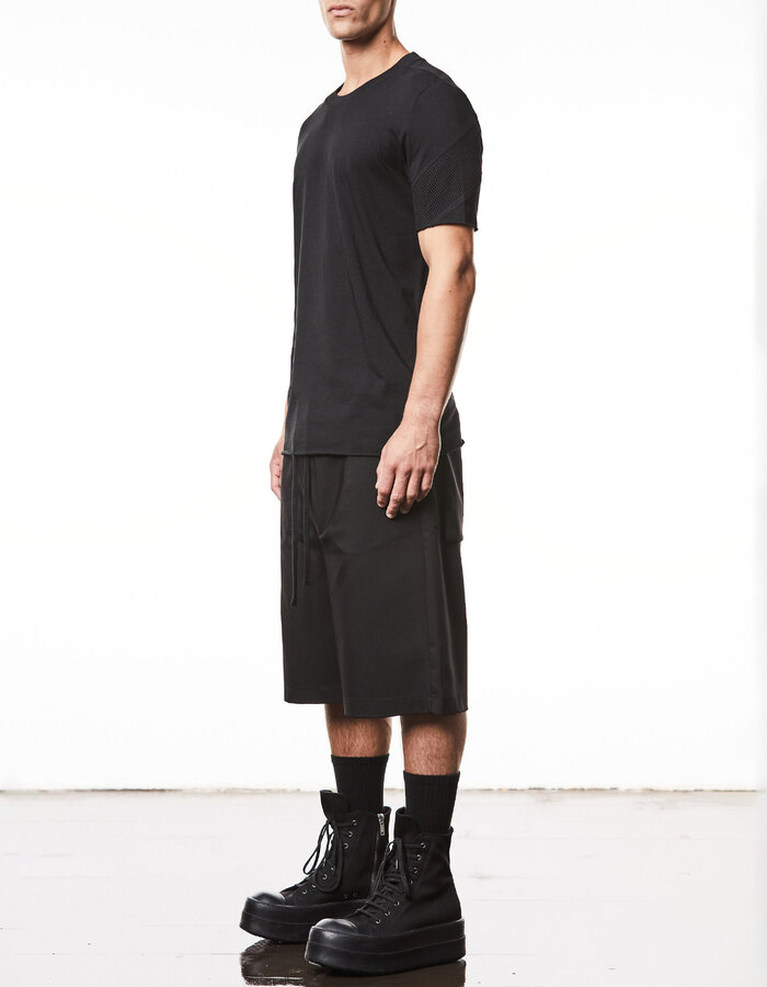 THOM KROM MESH INSERT FITTED COTTON T-SHIRT