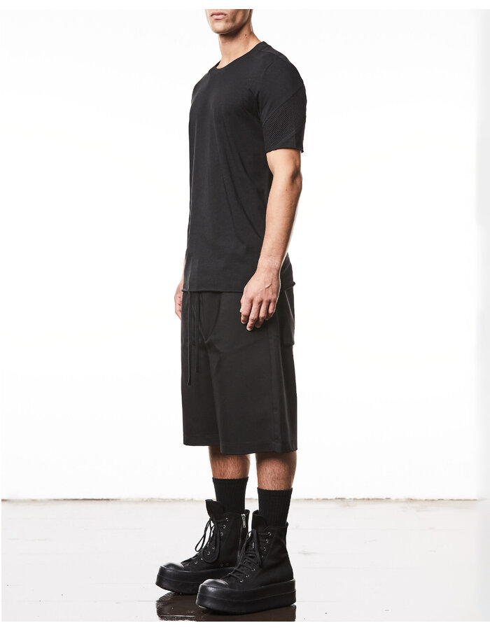 THOM KROM MESH INSERT FITTED COTTON T-SHIRT