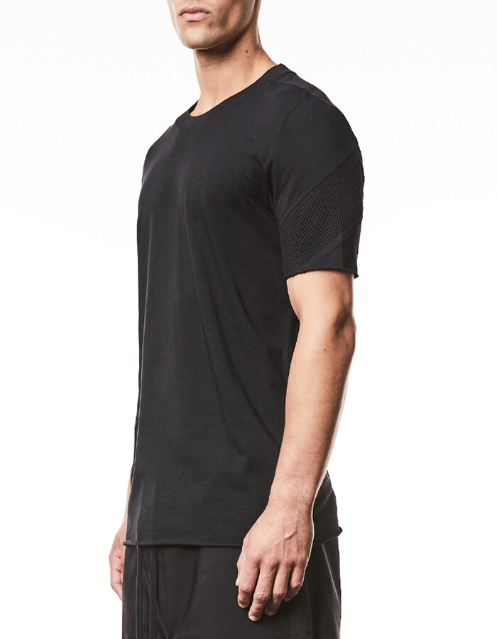 THOM KROM MESH INSERT FITTED COTTON T-SHIRT