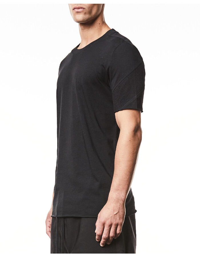 THOM KROM MESH INSERT FITTED COTTON T-SHIRT