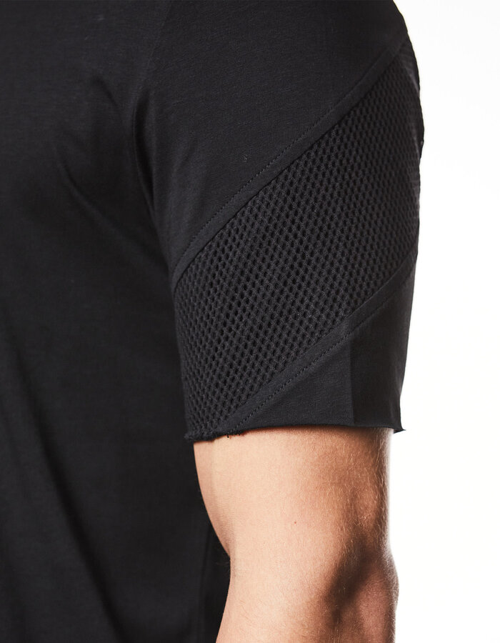 THOM KROM MESH INSERT FITTED COTTON T-SHIRT