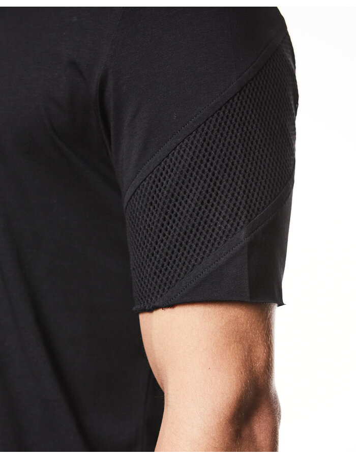 THOM KROM MESH INSERT FITTED COTTON T-SHIRT