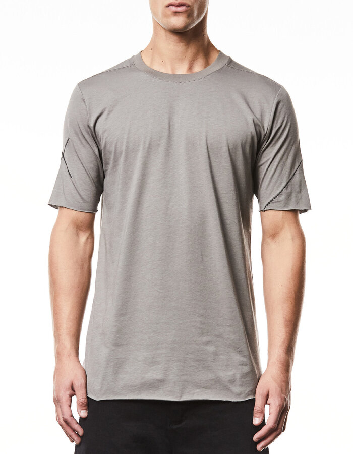 THOM KROM SCAR STITCH FITTED COTTON  T-SHIRT - ROCK