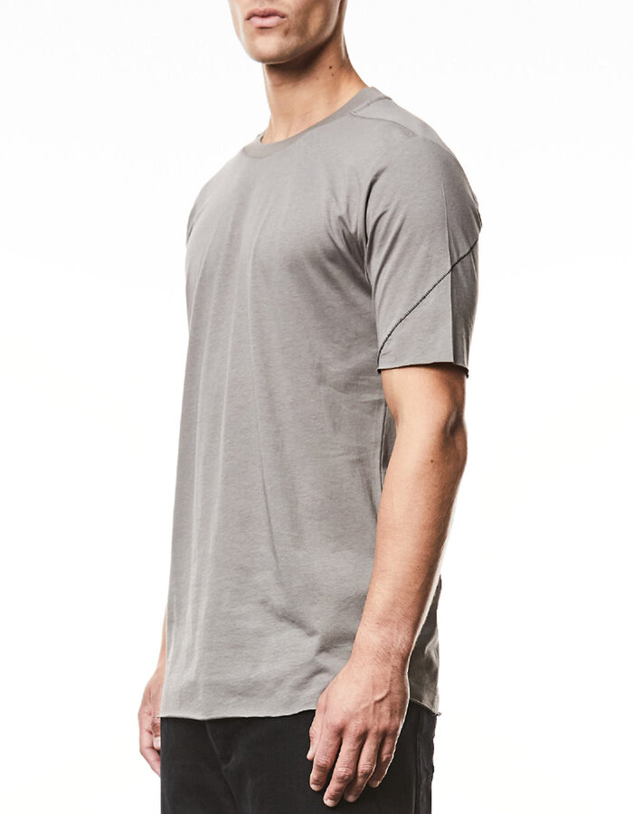 THOM KROM SCAR STITCH FITTED COTTON  T-SHIRT - ROCK
