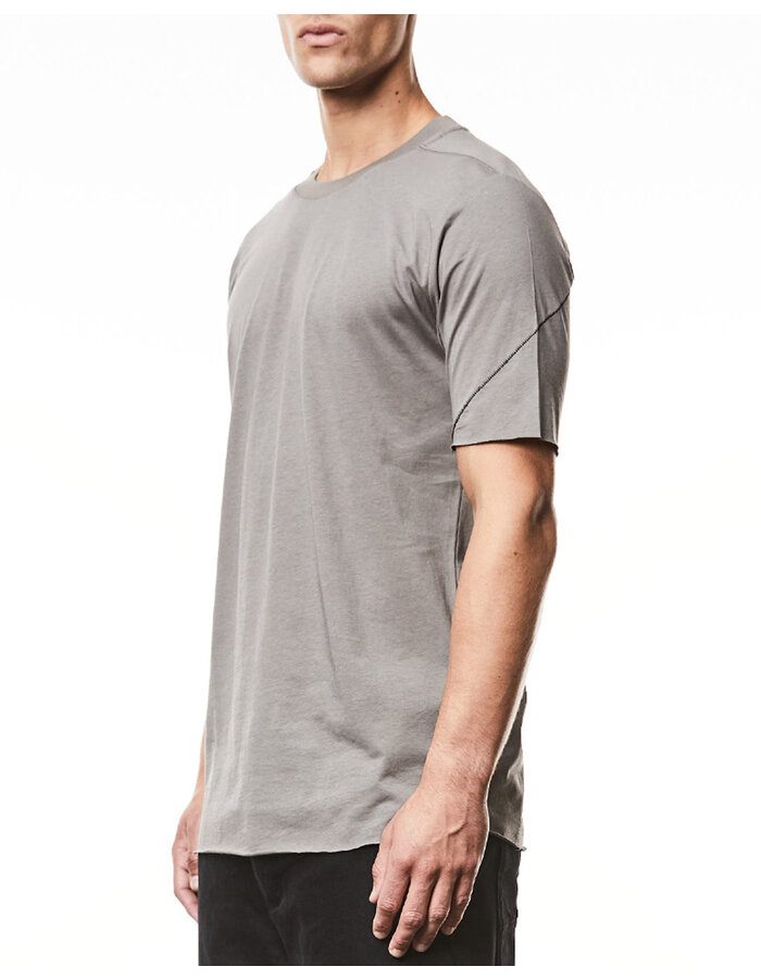 THOM KROM SCAR STITCH FITTED COTTON  T-SHIRT - ROCK