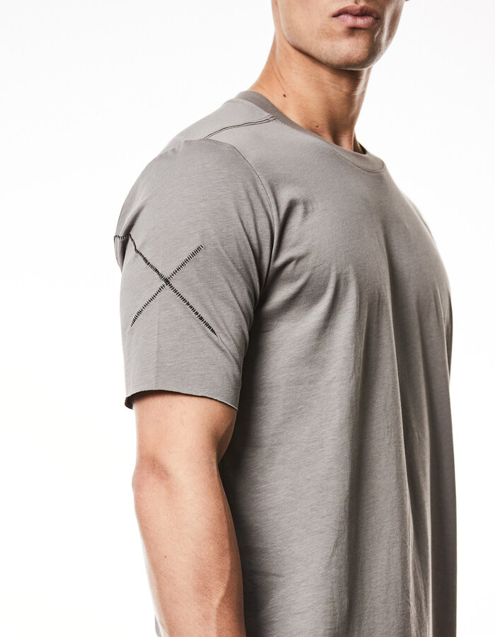 THOM KROM SCAR STITCH FITTED COTTON  T-SHIRT - ROCK