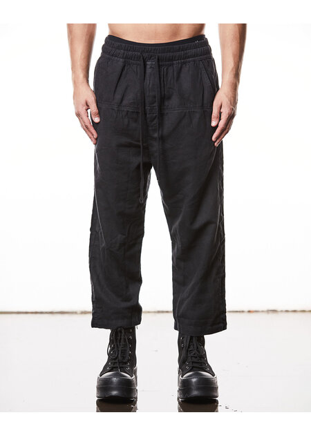 THOM KROM LINEN & COTTON CROPPED TROUSER - BLACK