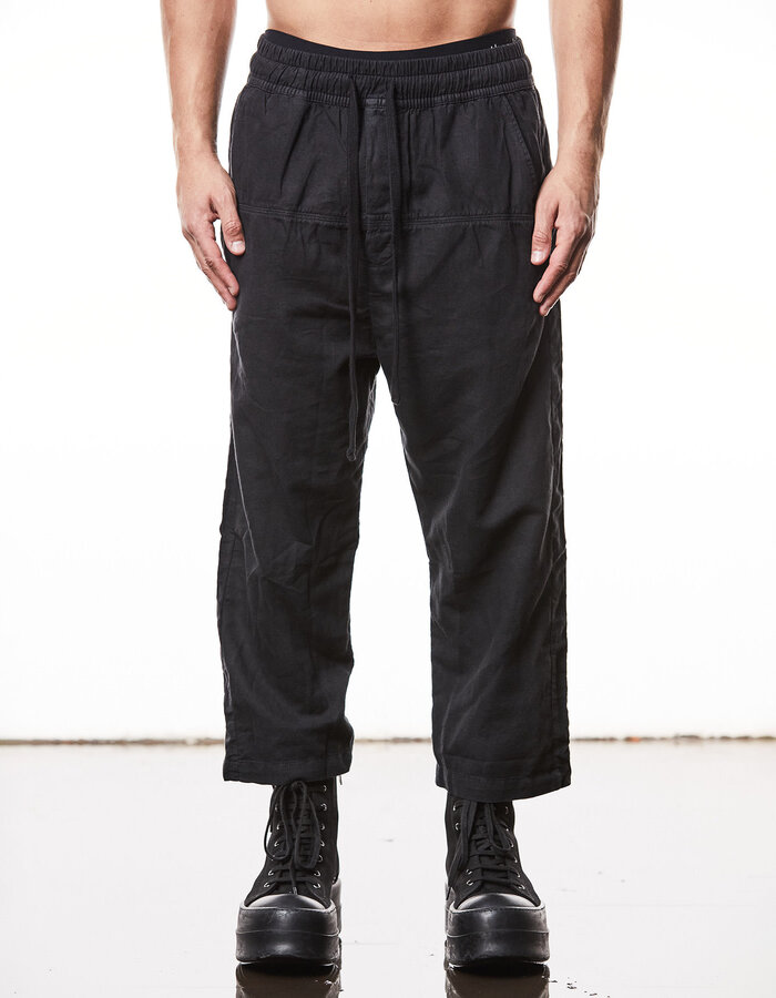 THOM KROM LINEN & COTTON CROPPED TROUSER - BLACK
