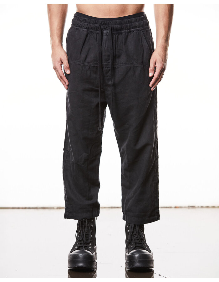 THOM KROM LINEN & COTTON CROPPED TROUSER - BLACK