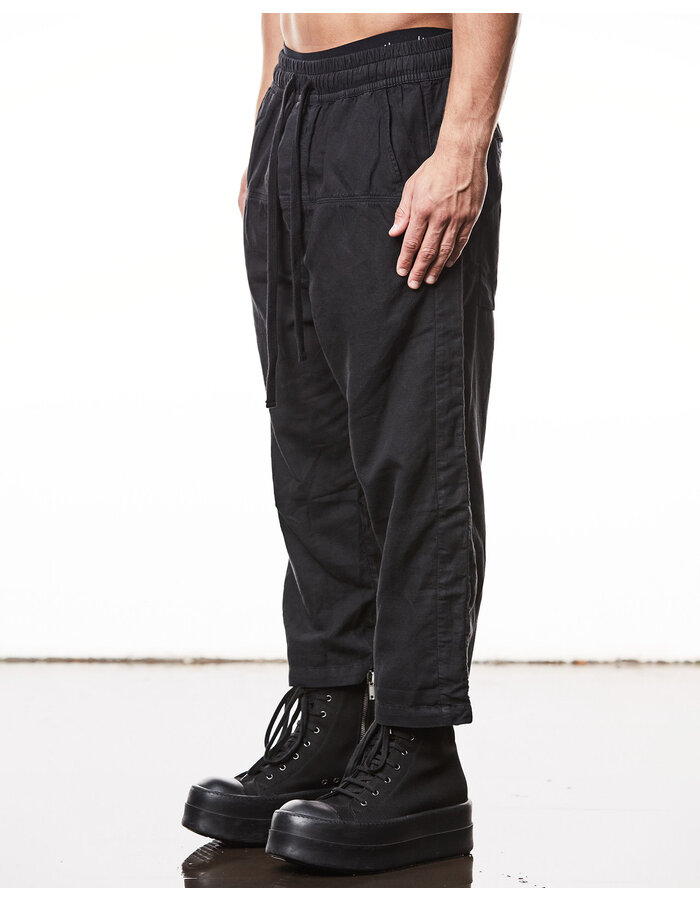 THOM KROM LINEN & COTTON CROPPED TROUSER - BLACK