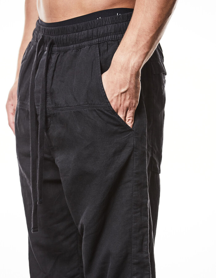 THOM KROM LINEN & COTTON CROPPED TROUSER - BLACK