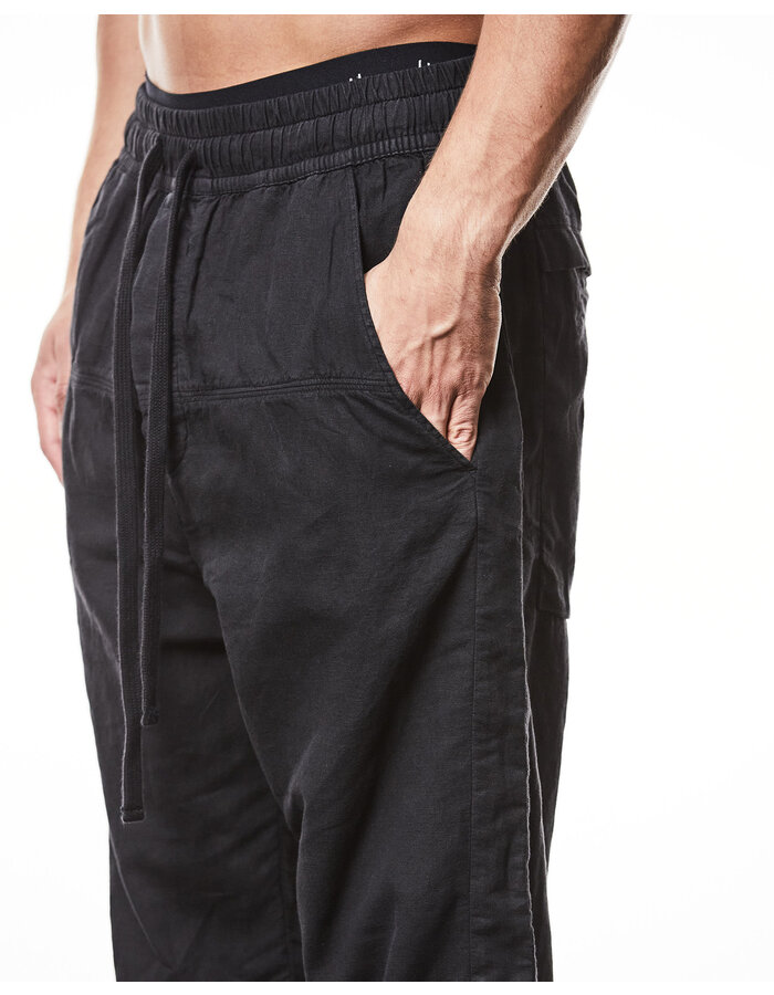 THOM KROM LINEN & COTTON CROPPED TROUSER - BLACK