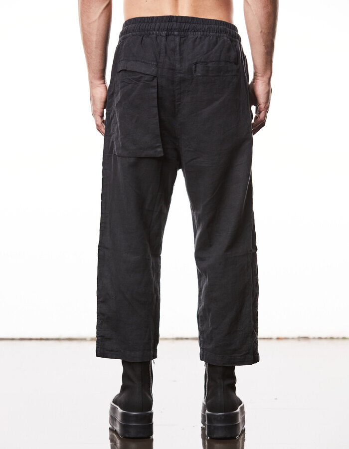 THOM KROM LINEN & COTTON CROPPED TROUSER - BLACK