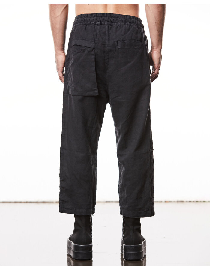 THOM KROM LINEN & COTTON CROPPED TROUSER - BLACK