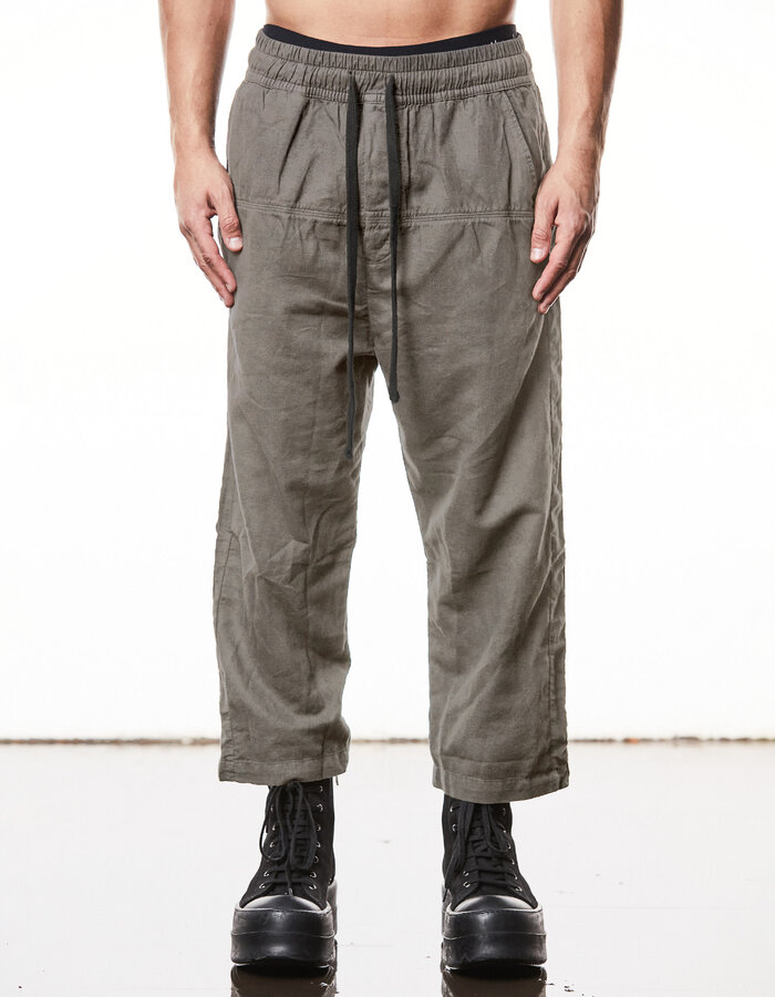 THOM KROM LINEN & COTTON CROPPED TROUSER - ROCK