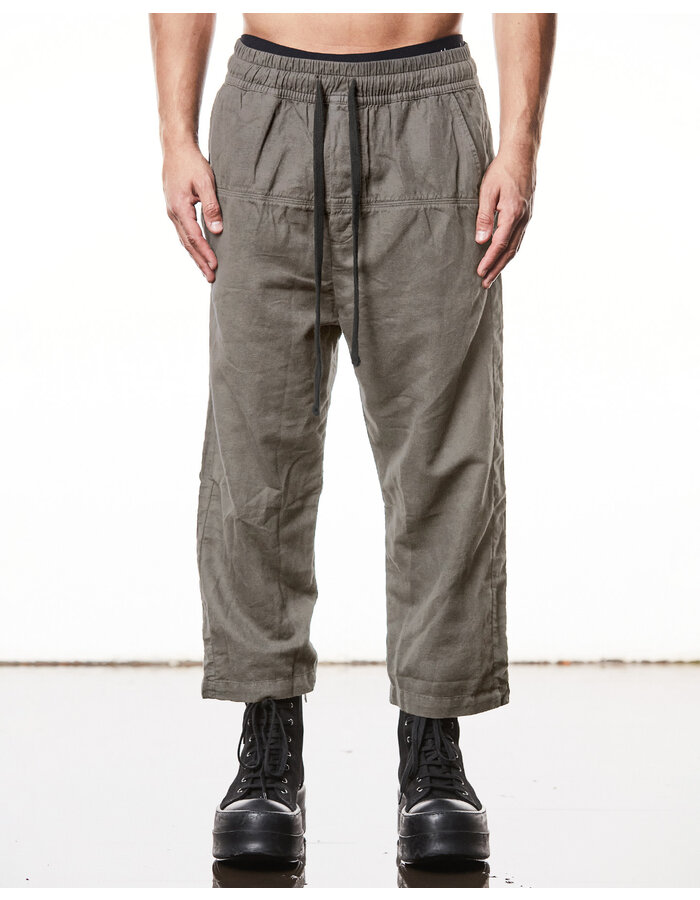 THOM KROM LINEN & COTTON CROPPED TROUSER - ROCK