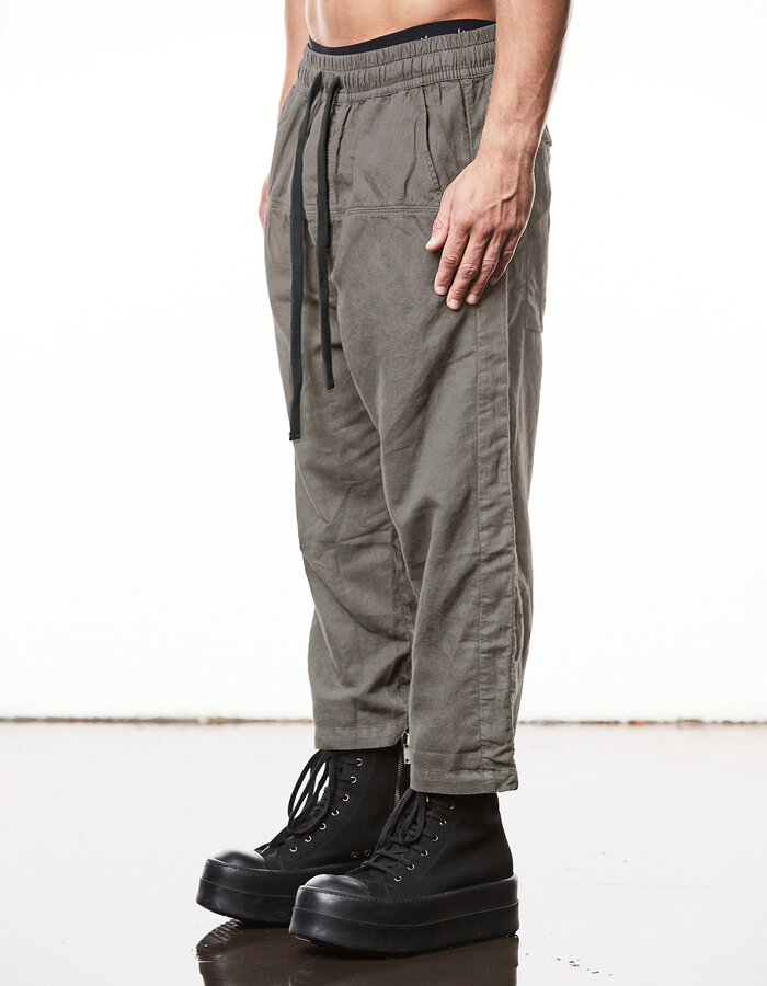THOM KROM LINEN & COTTON CROPPED TROUSER - ROCK