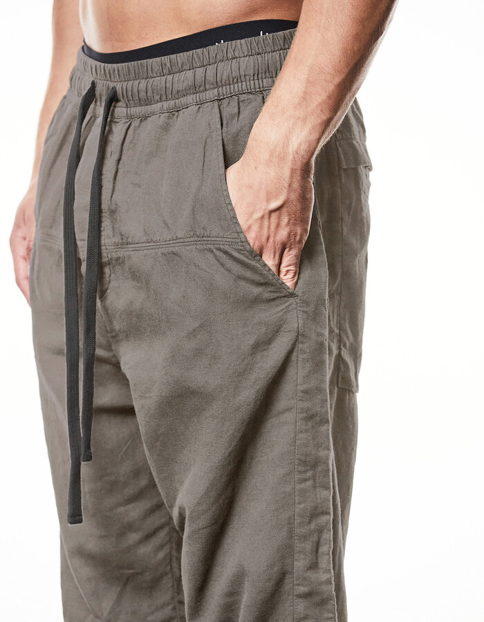 THOM KROM LINEN & COTTON CROPPED TROUSER - ROCK