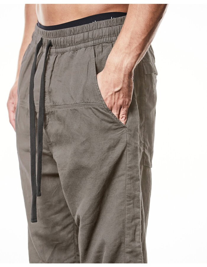 THOM KROM LINEN & COTTON CROPPED TROUSER - ROCK