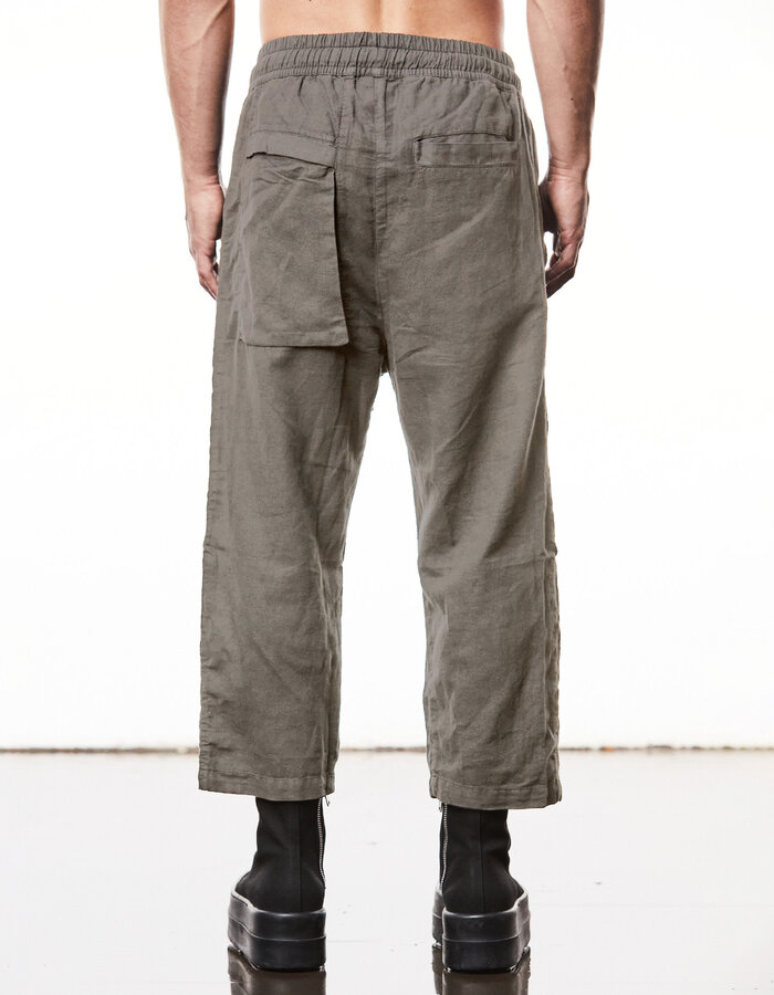 THOM KROM LINEN & COTTON CROPPED TROUSER - ROCK