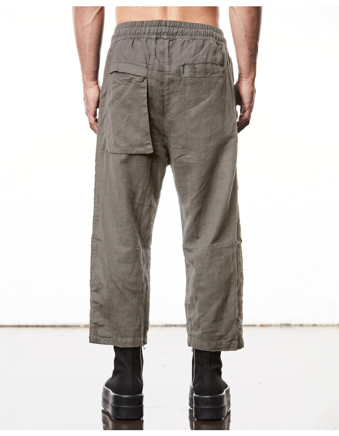 THOM KROM LINEN & COTTON CROPPED TROUSER - ROCK