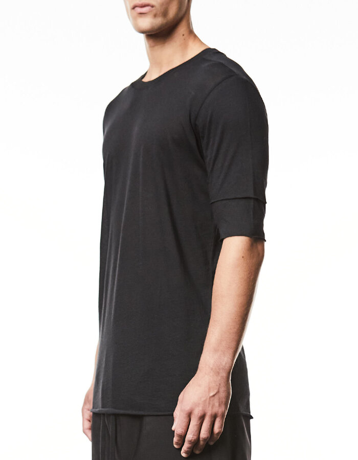 THOM KROM FITTED ULTRA-LIGHT COTTON "LAYERED" T-SHIRT