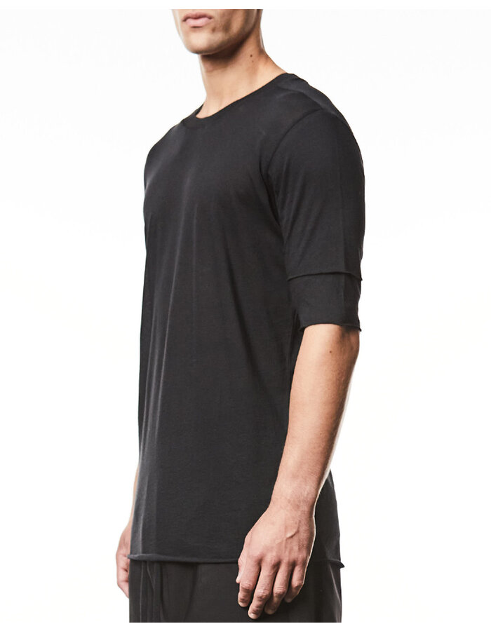 THOM KROM FITTED ULTRA-LIGHT COTTON "LAYERED" T-SHIRT
