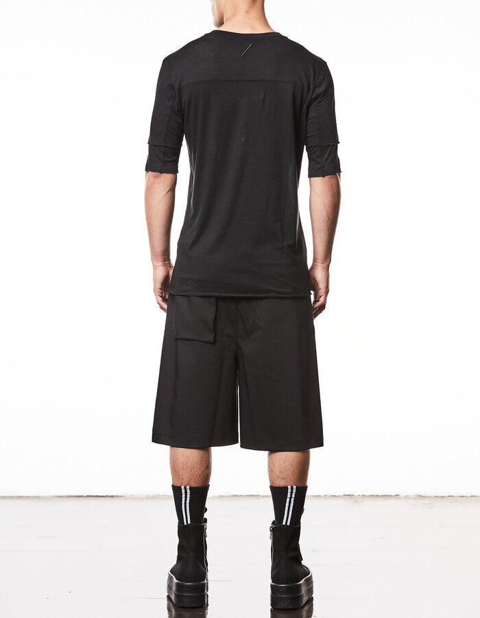 THOM KROM FITTED ULTRA-LIGHT COTTON "LAYERED" T-SHIRT