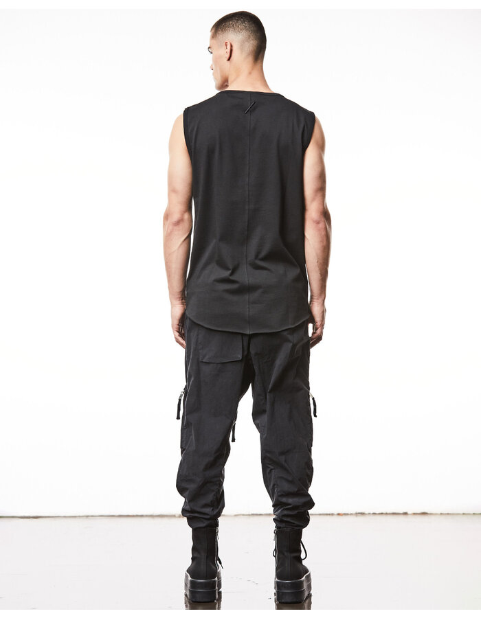 THOM KROM LIGHT COTTON CURVE ZIP CARGO TROUSER - BLACK