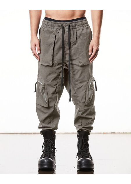 THOM KROM LIGHT COTTON CURVE ZIP CARGO TROUSER - ROCK