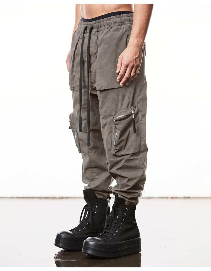 THOM KROM LIGHT COTTON CURVE ZIP CARGO TROUSER - ROCK