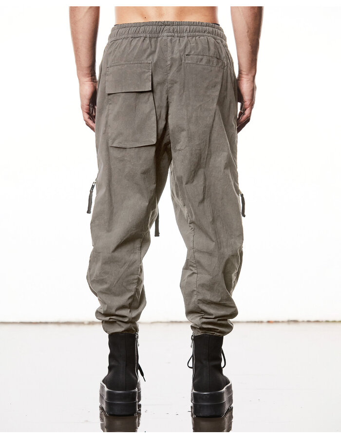 THOM KROM LIGHT COTTON CURVE ZIP CARGO TROUSER - ROCK