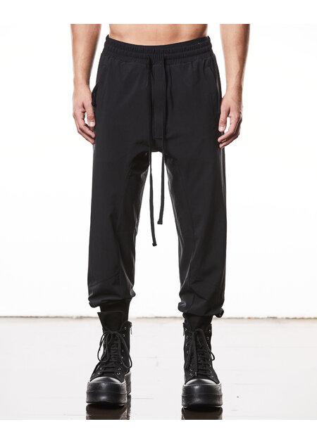 THOM KROM STRETCH NYLON RIP-STOP ZIP POCKET JOGGERS - BLACK