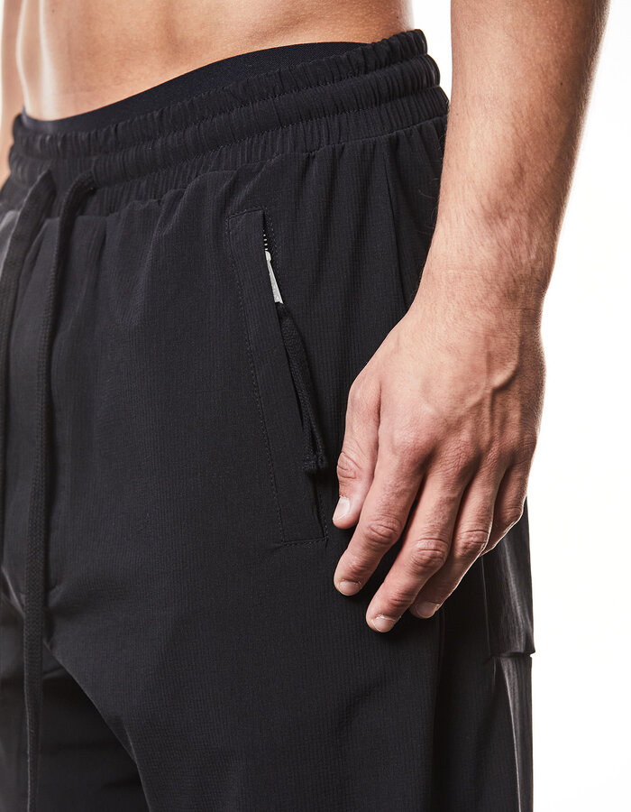 THOM KROM STRETCH NYLON RIP-STOP ZIP POCKET JOGGERS - BLACK