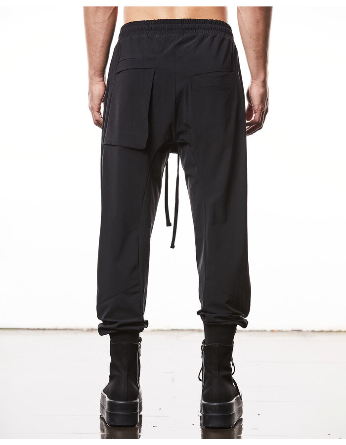 THOM KROM STRETCH NYLON RIP-STOP ZIP POCKET JOGGERS - BLACK