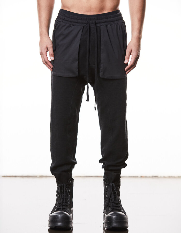 THOM KROM COTTON JOGGER WITH CONTRAST ZIP POCKETS - BLACK