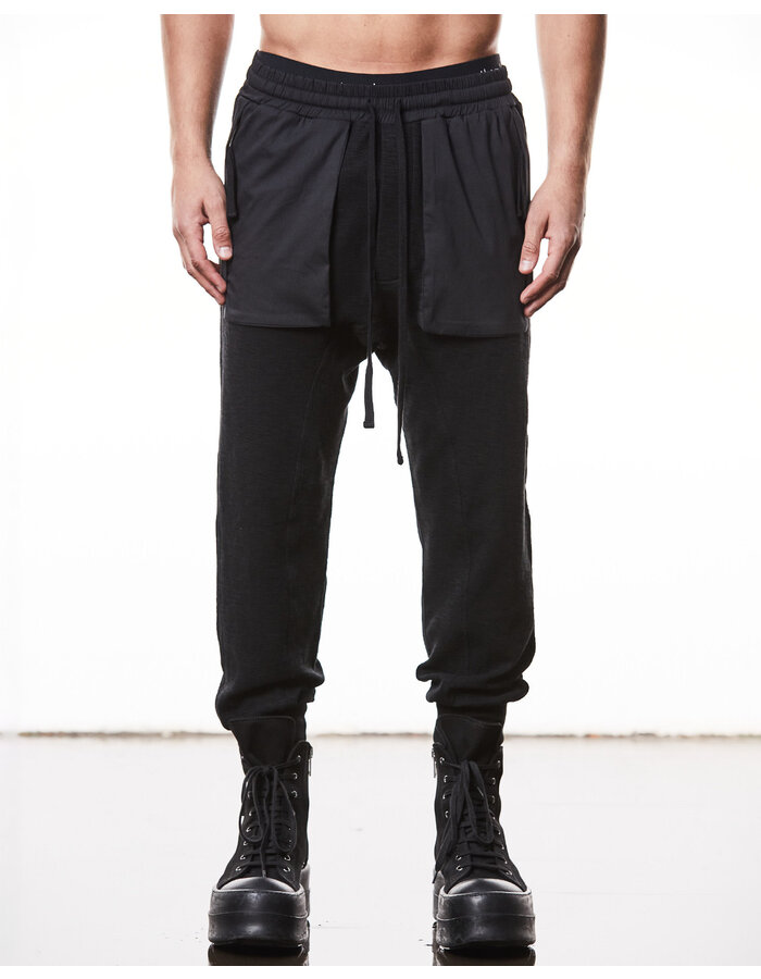 THOM KROM COTTON JOGGER WITH CONTRAST ZIP POCKETS - BLACK