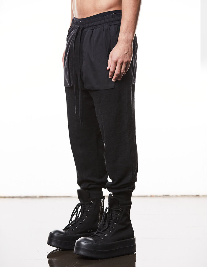 THOM KROM COTTON JOGGER WITH CONTRAST ZIP POCKETS - BLACK